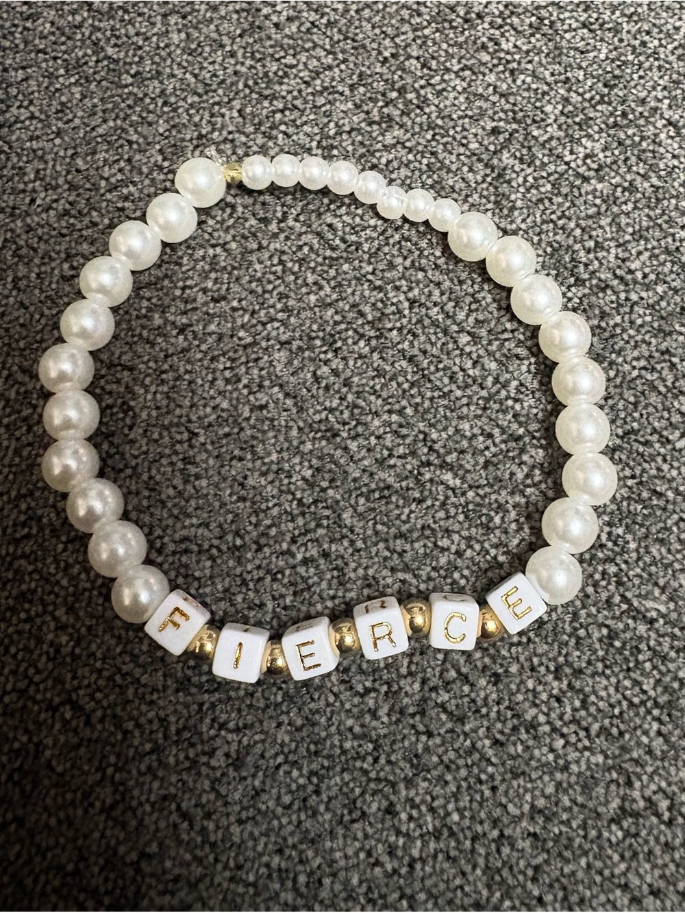 FIERCE White Pearl Beaded Bracelet